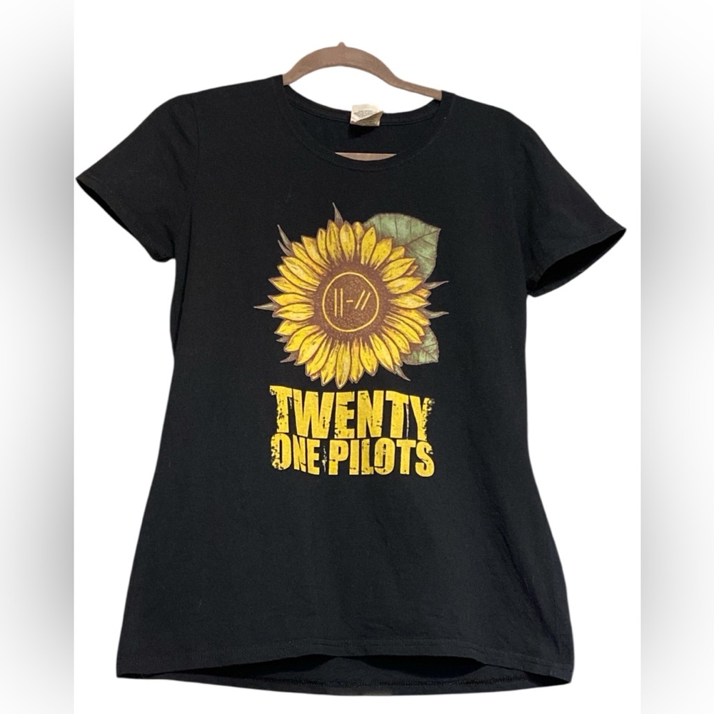 Fruit of the Loom Black Twenty One Pilots Tee with Sunflower Graphic